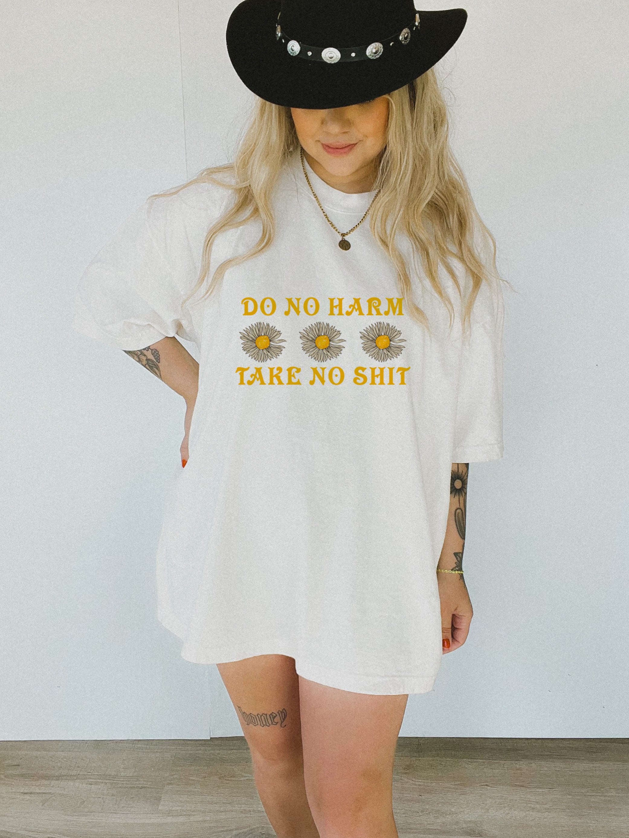 Do No Harm Take No Shit Daisy Chain Oversized Shortsleeve T-Shirt