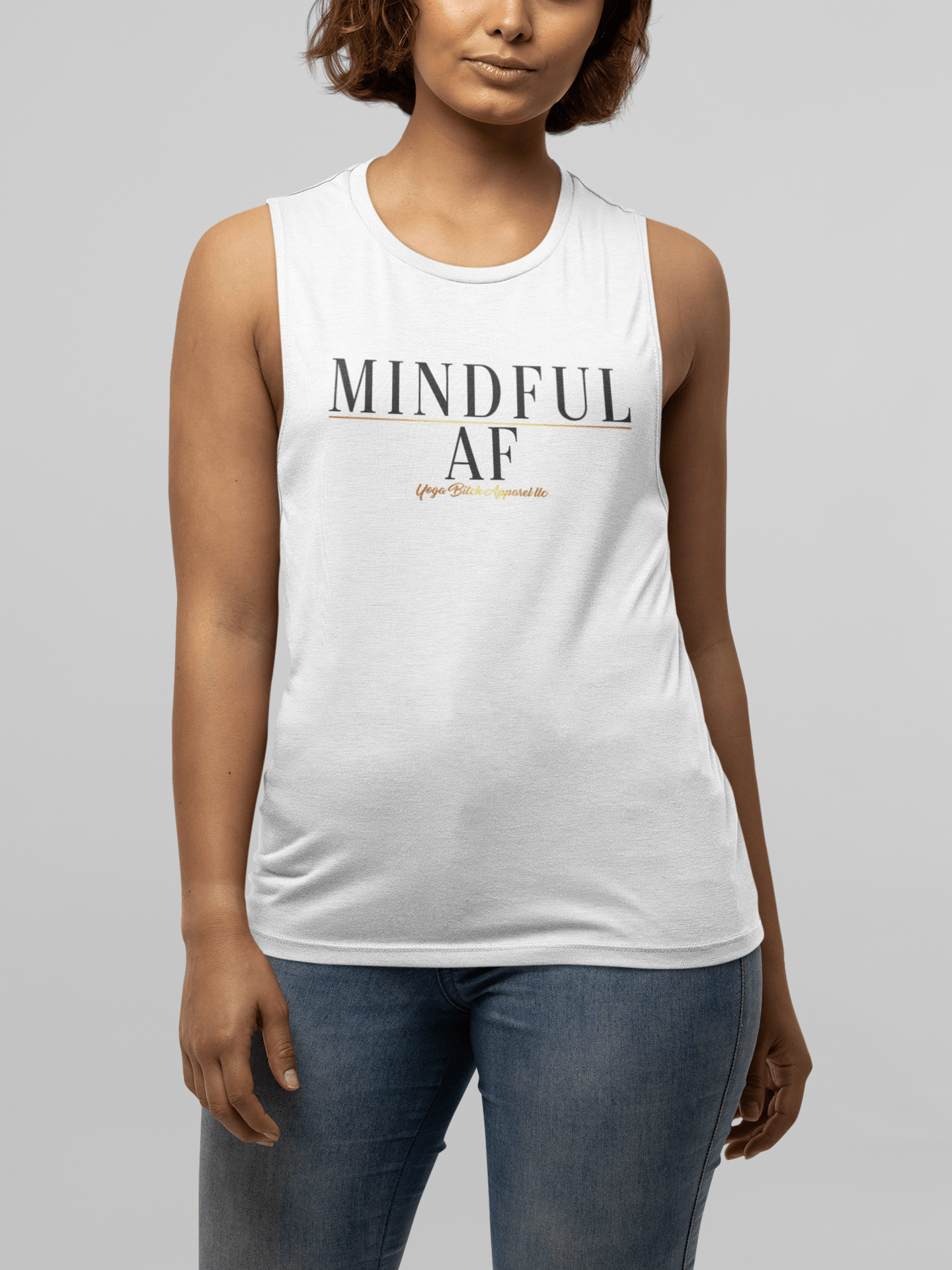 Mindful AF Vintage Muscle Tank - Yoga Bitch